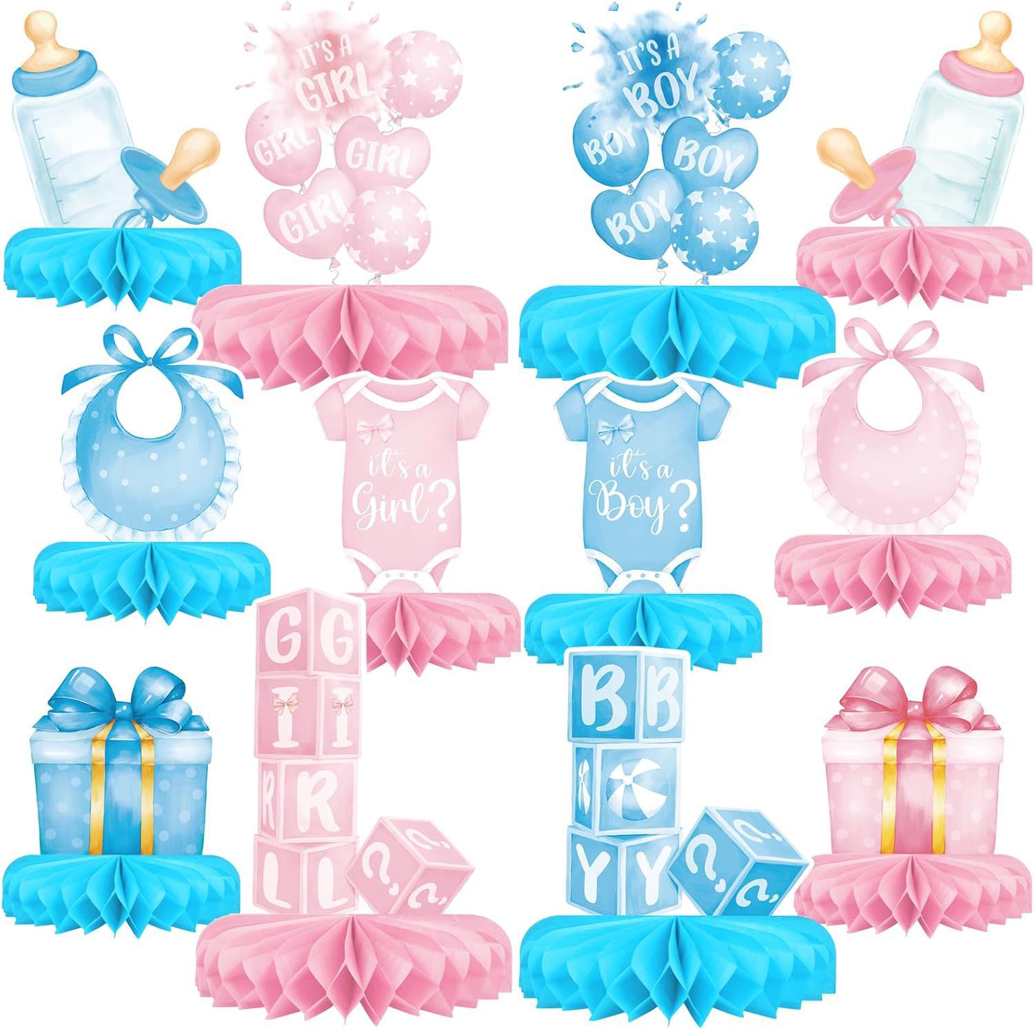 Tablet Accessories Kit - 12PCS/Set Gender Reveal Honeycomb Decoration Party