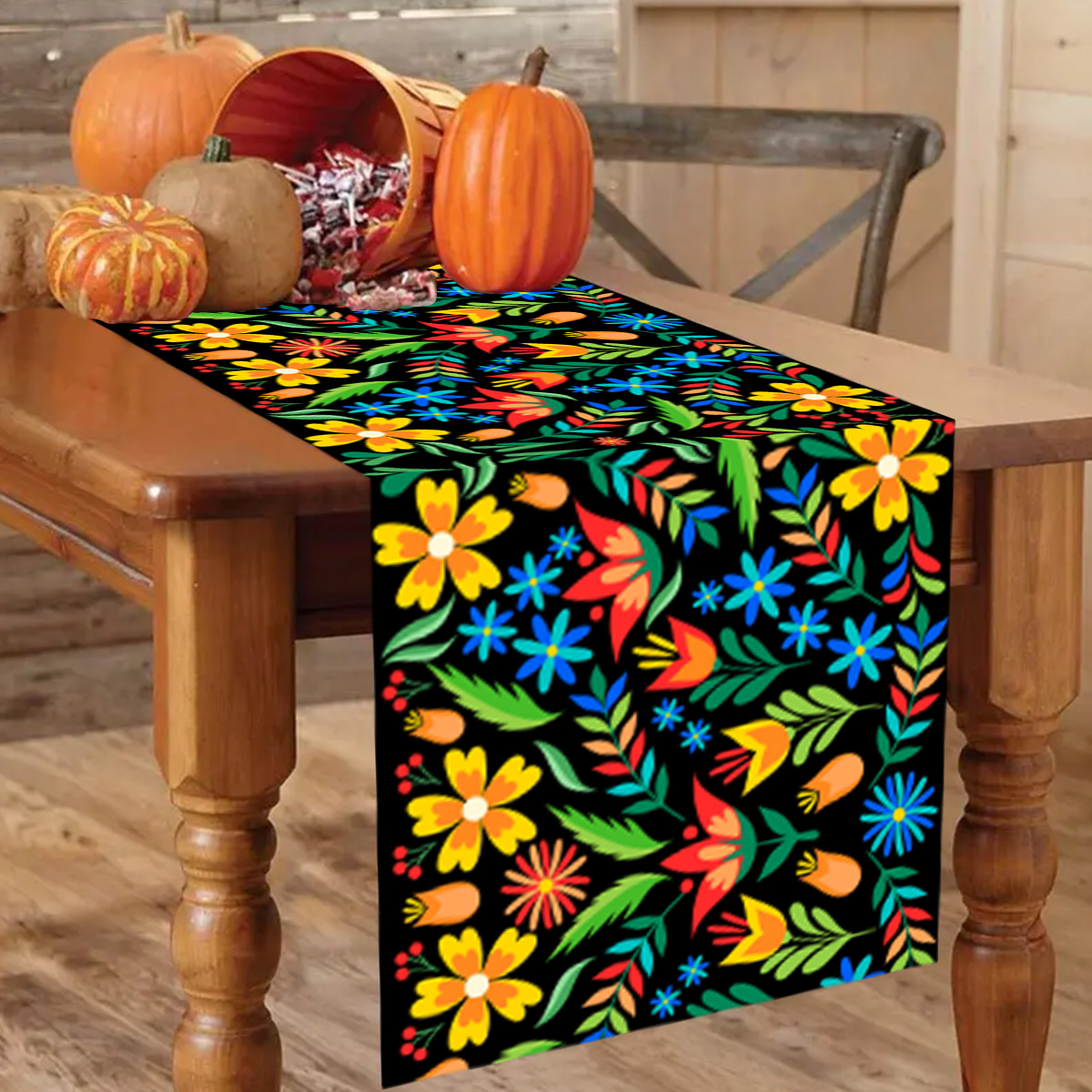 Tablet Accessories Kit - Colorful Flowers Table Runner Mexican Fiesta