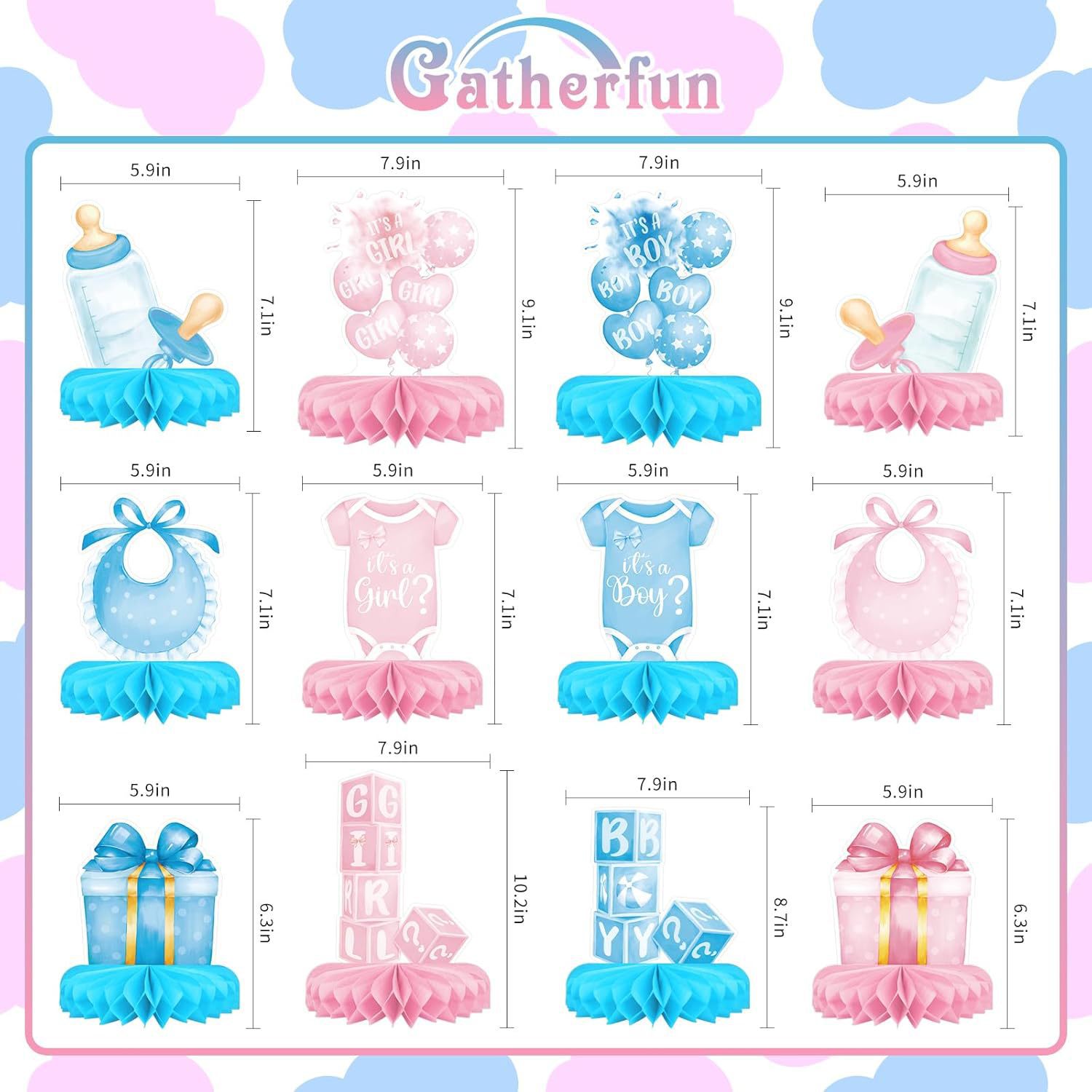 12PCS/Set Gender Reveal Honeyc - Tablet Accessories Kit ulasan dan harga