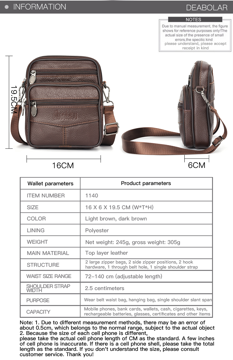 Men's New Genuine Leather Cros - Tablet Shoulder Bag ulasan dan harga