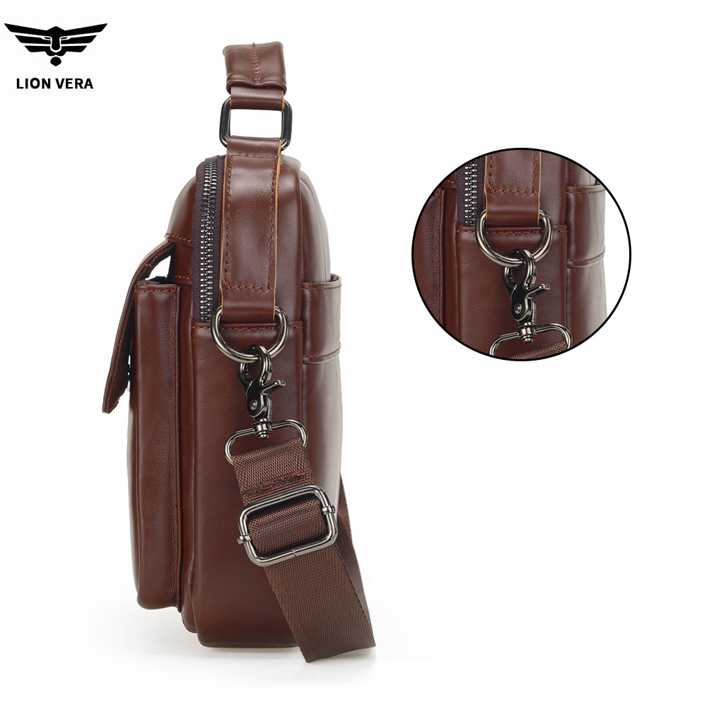 LION VERA Men's Genuine Leathe - Tablet Shoulder Bag ulasan dan harga