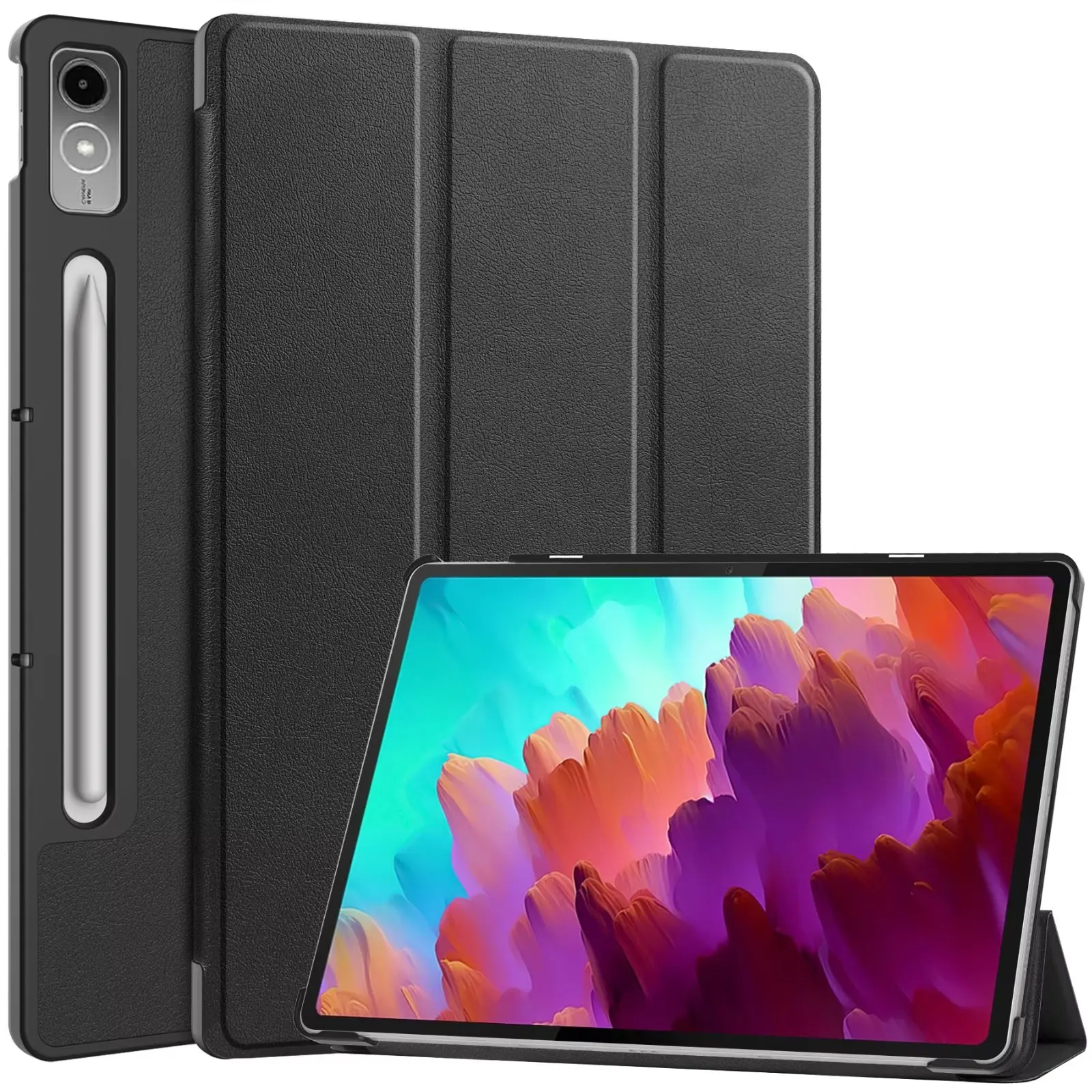 Tri-fold Magnetic Leather Stan - Lenovo Tablet P12 Accessories ulasan dan harga
